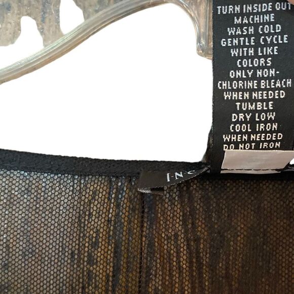 INC Sz M Black Purple Heavy Embroidered Front Design Sheer Overlay Tank Top - Picture 7 of 7